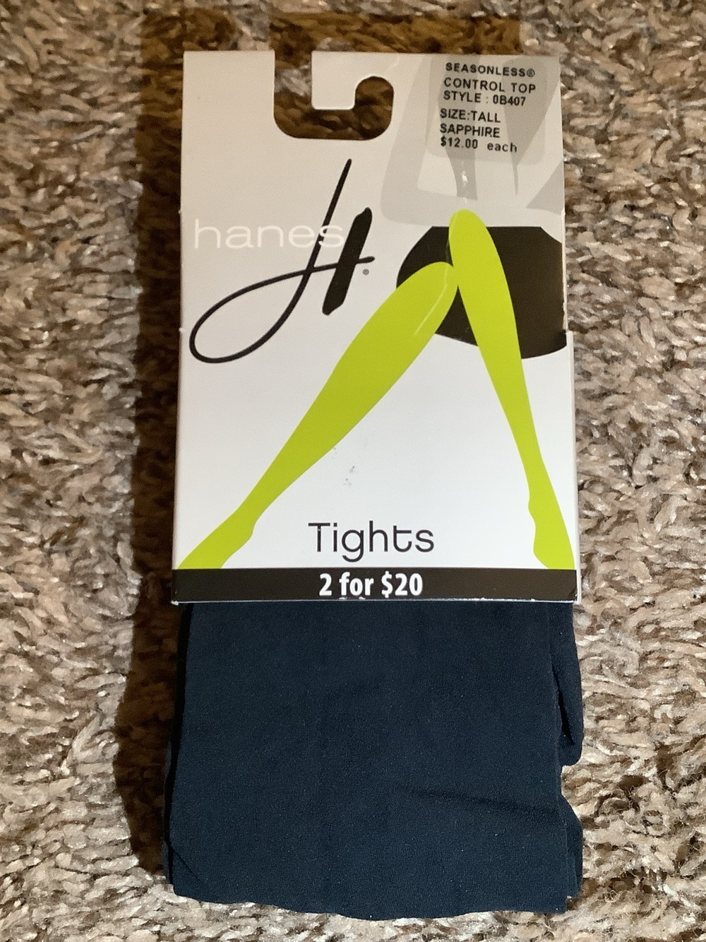 Hanes seasonless control top tights, color sapphire, size: Tall